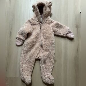 H&M Fuzzy Light Pink Baby Bunting